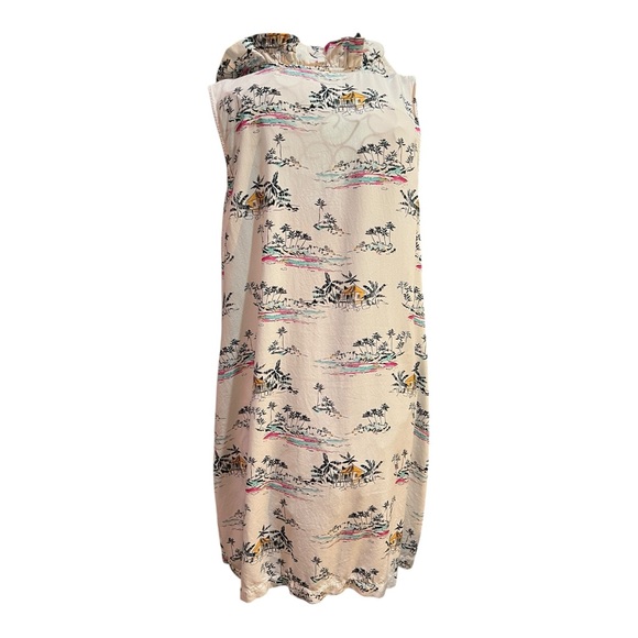 L | Crown & Ivy Hawaii Tropic Cruise Print White Sleeveless Dress